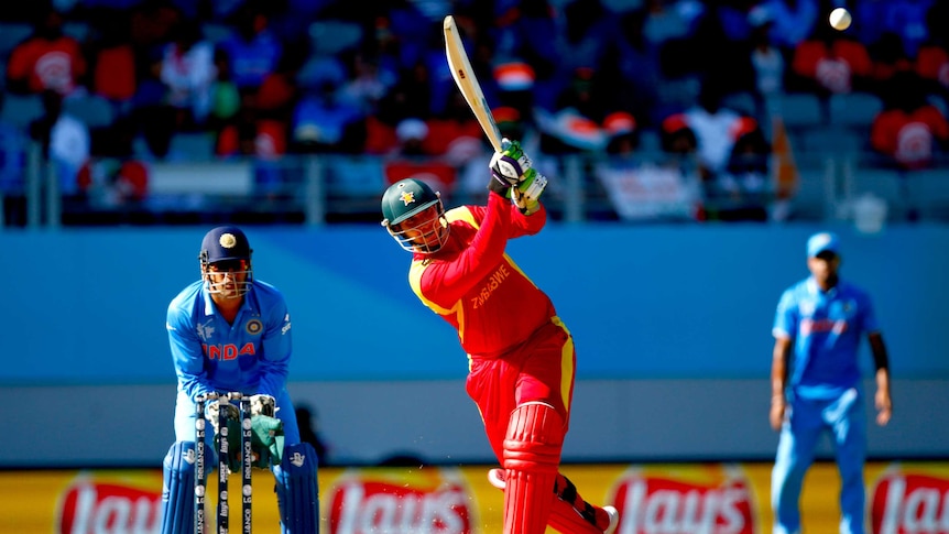 Brendan Taylor bats for Zimbabwe against India at Eden Park on March 14, 2015.