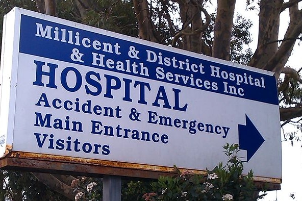 Millicent and District Hospital sign.