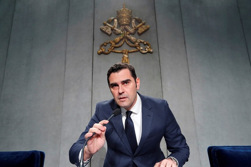 Vatican spokesman Alessandro Gisotti at a press conference.