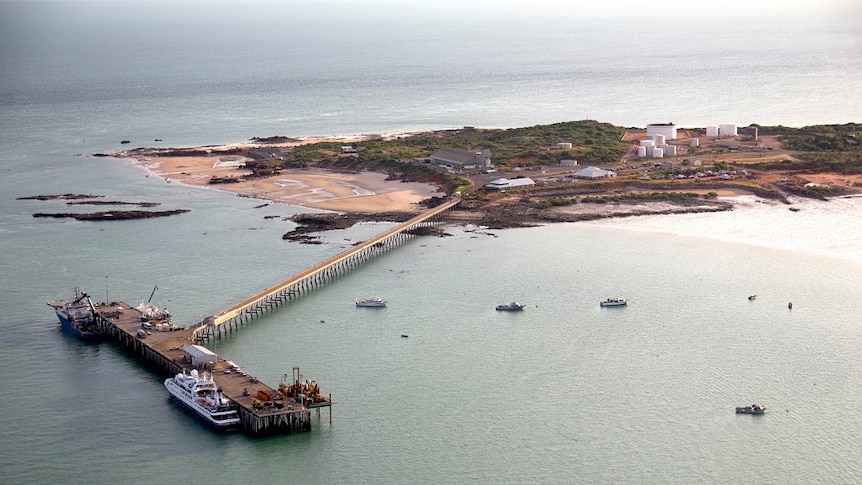 An aerial photograph of the Port of Broome, where the wharf will undergo a multimillion refurbishment.