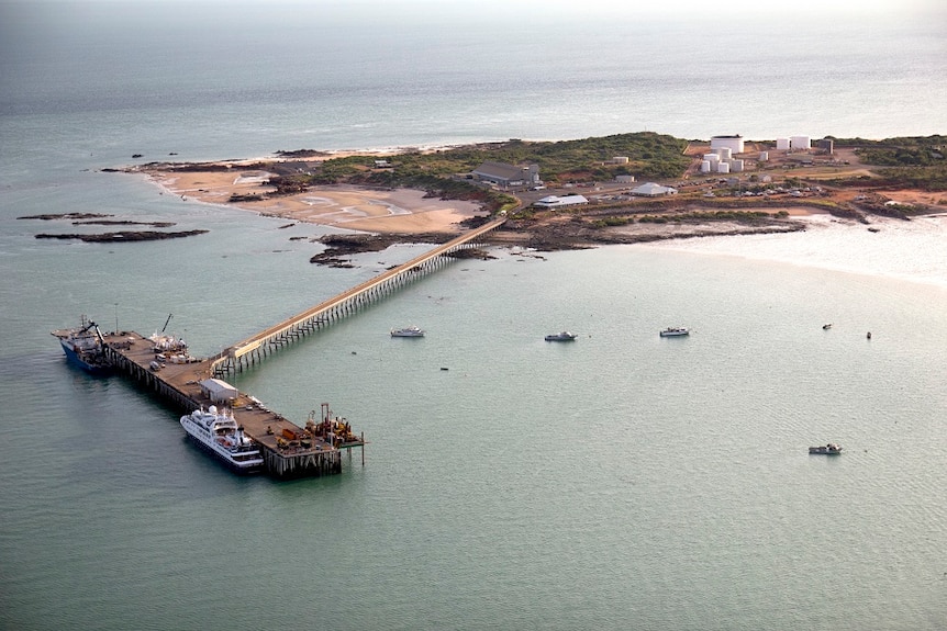 An aerial photograph of the Port of Broome in WA's Kimberley.