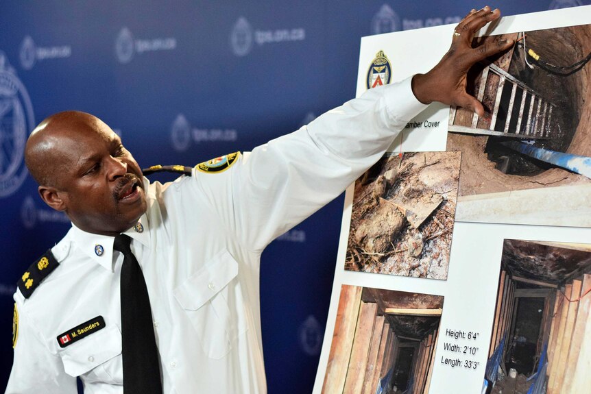 Canadian police show photos of a tunnel dug near a Toronto stadium