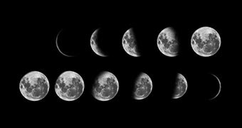 A photo showing the monthly cycle of the moon.