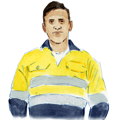 An illustration shows an Australian worker wearing high-visibility garments.