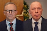 Composite image of Anthony Albanese and Peter Dutton delivering Christmas messages.