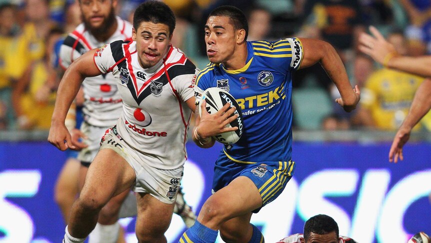 Gaining territory ... Ken Sio gained the sixth-most metres in the NRL last season.