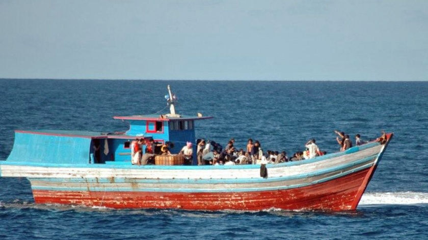 Asylum boat intercepted near Cape Leveque by HMAS Larrakia, Apr 2010, people on board