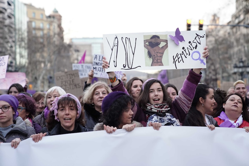 Women's rights protest in Barcelona.