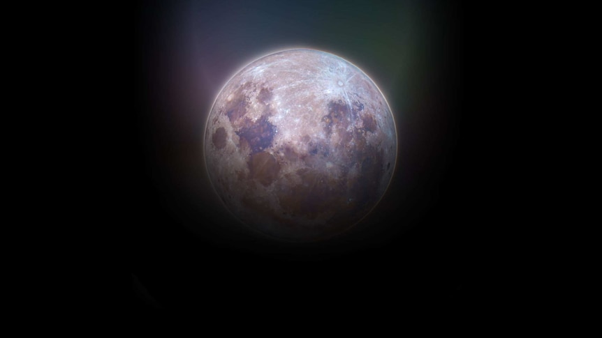 Stylised image of the Moon suspended in darkness