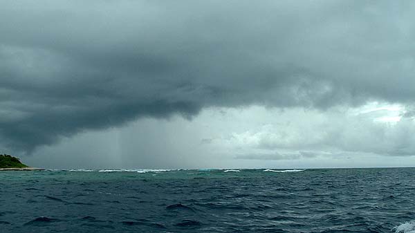 Rain out to sea off Bargara, near Bundaberg.