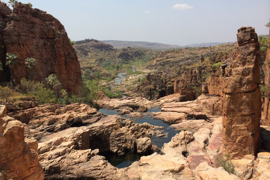 A rocky and brown river region.