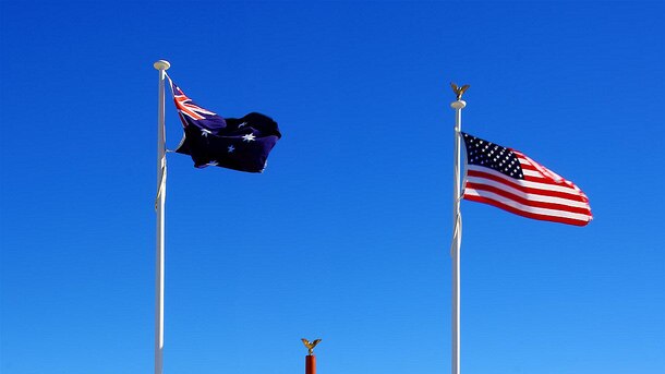 Australian and American flags side by side