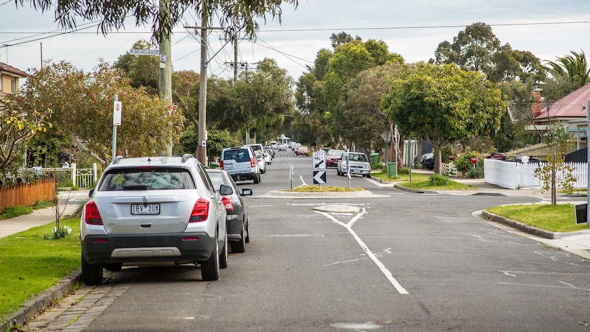 A suburban tree-lined street between Maidstone and West Footscray.