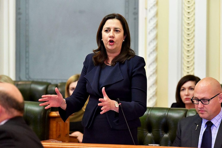 Queensland Premier Annastacia Palaszczuk speaks during Question Time at Parliament House in Brisbane