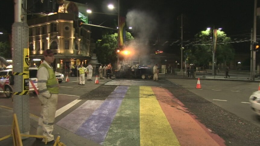Sydney's rainbow crossing torn up