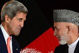 US Secretary of State John Kerry and Afghan President Hamid Karzai hold talks on a future security deal