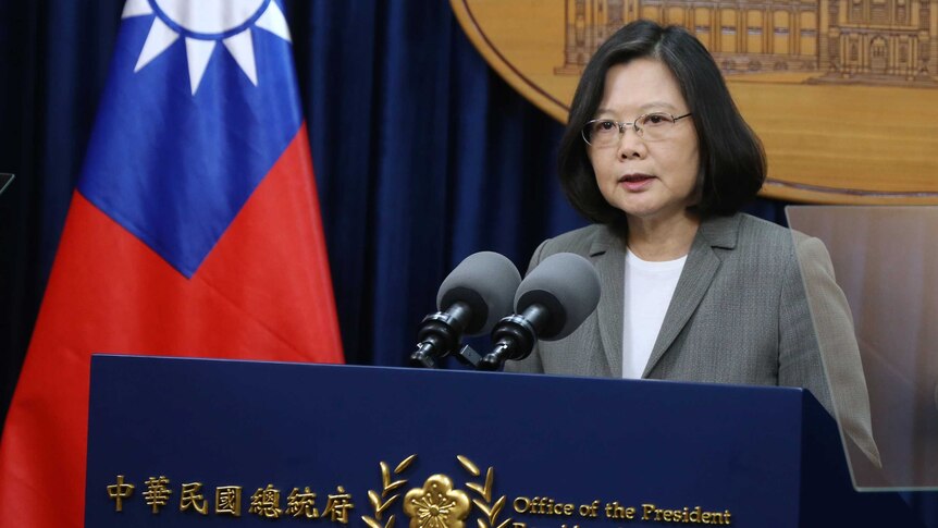 Tsai Ing-wen the President of Taiwan at a podium