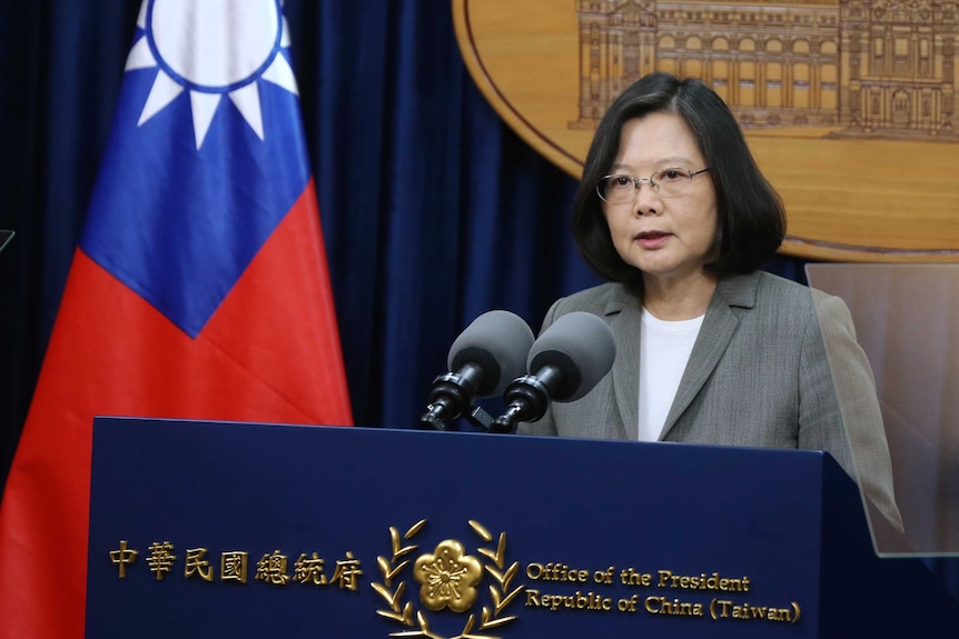 Tsai Ing-wen the President of Taiwan at a podium