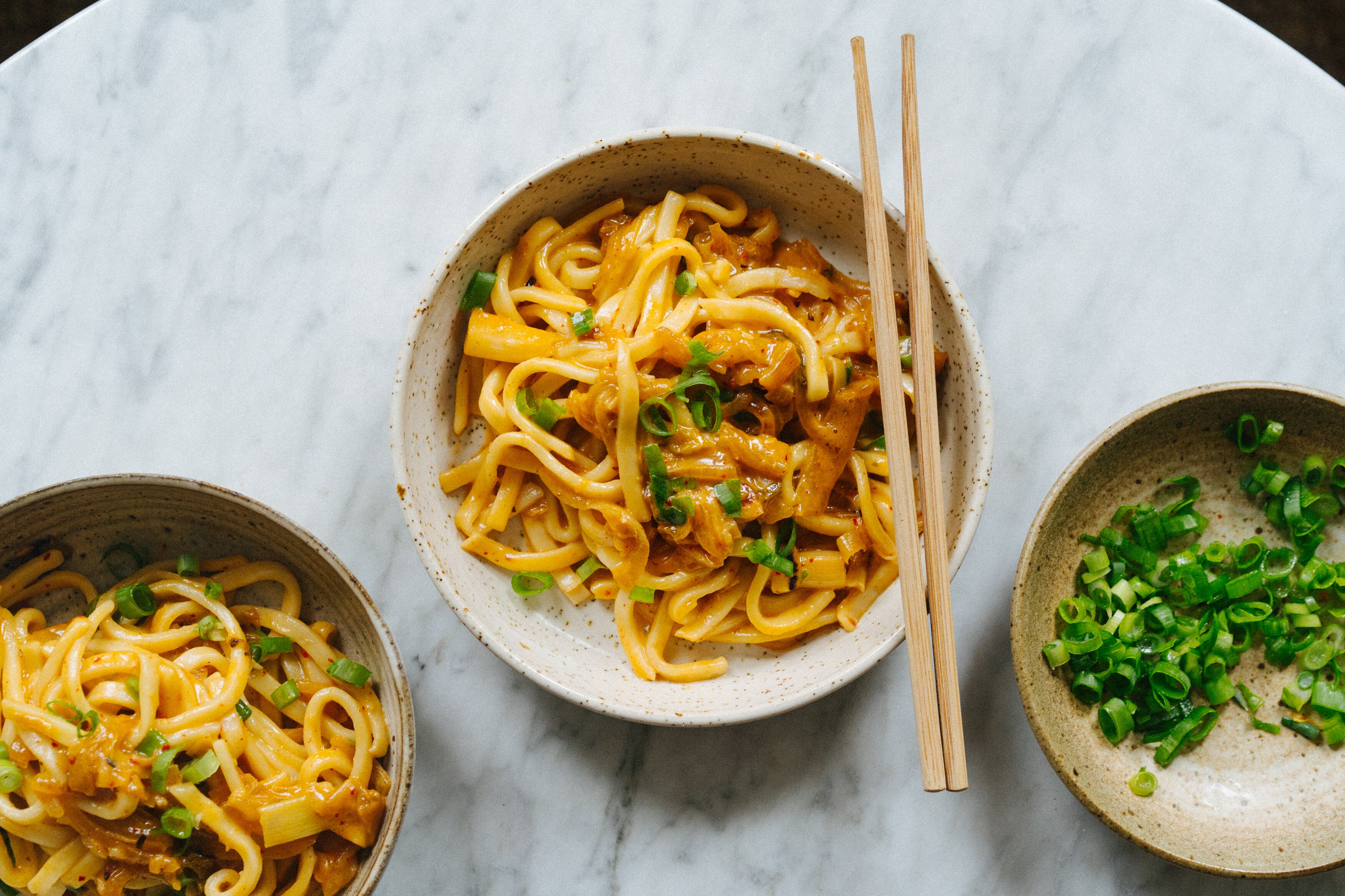 Onepot udon noodles with kimchi and cheese ABC Everyday
