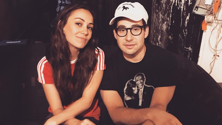 Amy Shark backstage with Jack Antonoff in November 2017
