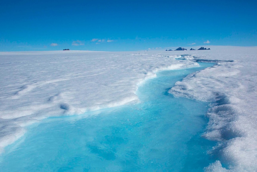 An iceberg melting