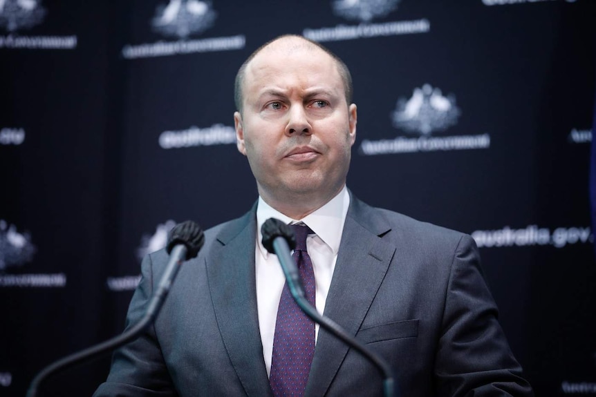 Treasurer Josh Frydenberg speaks to the media.