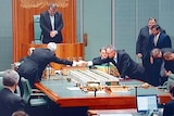 Kevin Rudd and Brendan Nelson shake hands