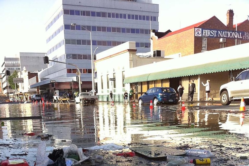 Debris from flooding in the Ipswich CBD