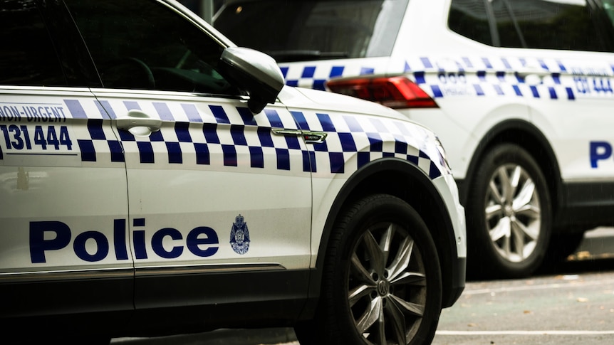 Two Victoria Police vehicles on the road.