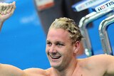 Rocking the pool ... Rickard set a new Commonwealth Games mark.