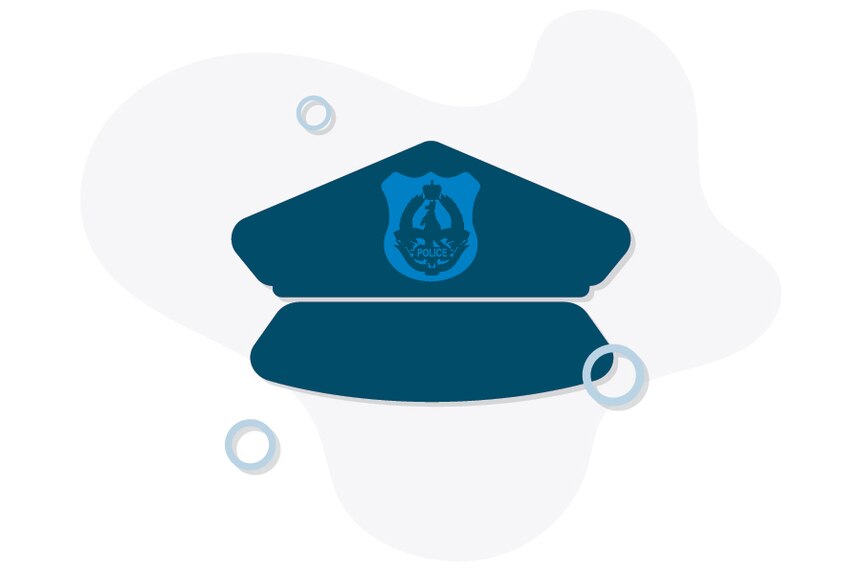 A graphic depicting a police officer's hat