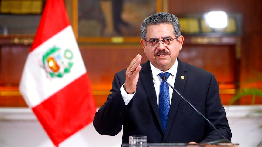 Interim president Manuel Merino announces his resignation via a televised address from the Presidential Palace.