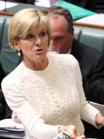 Foreign Affairs Minister, Julie Bishop in Question Time in parliament