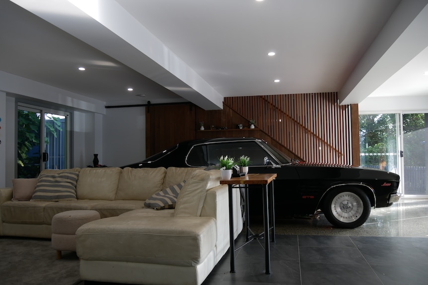a car parked in the lounge room