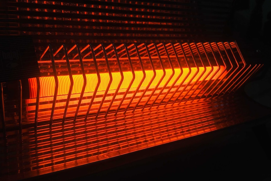 A radiant heater glow red.