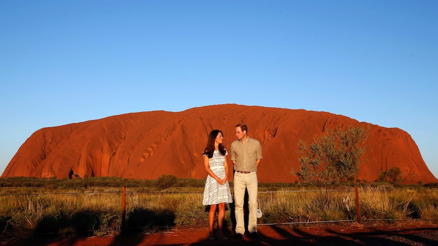 The Duke and Duchess of Cambridge in front of Uluru