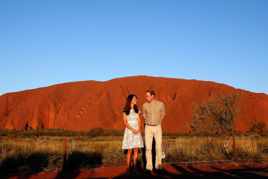The Duke and Duchess of Cambridge in front of Uluru