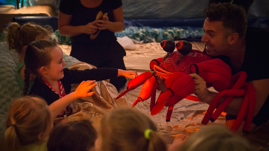 Sensorium Theatre with their crab puppet