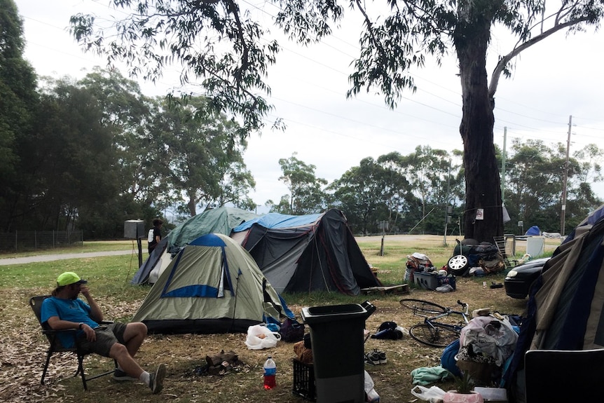 A homeless camp at the Nowra showgrounds