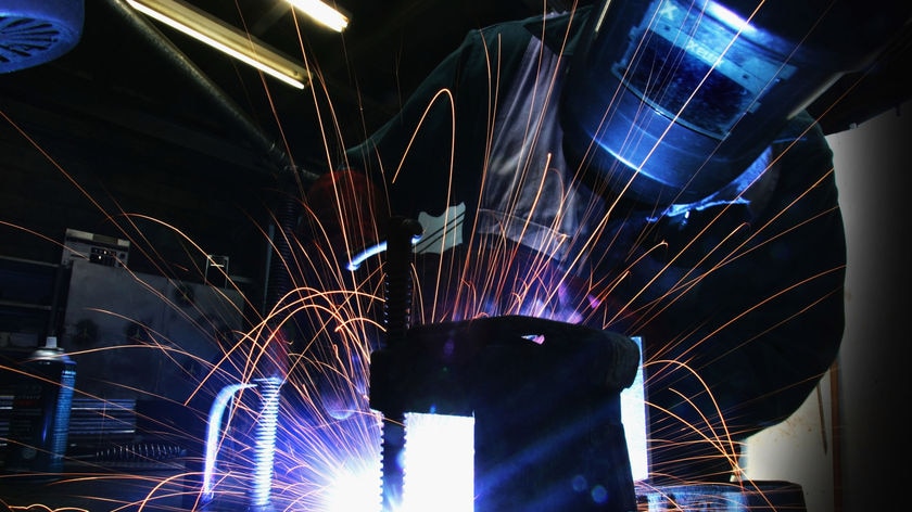 A welder at work.