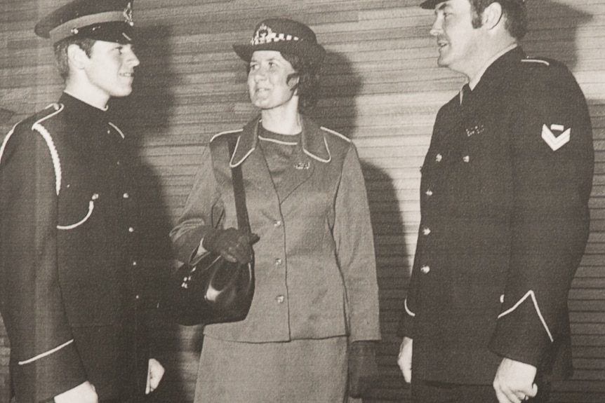 The first female uniform issued for SAPOL officers, worn by Pat Culley in 1974.