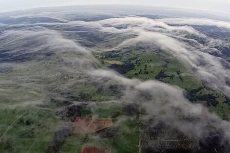 Aerial photo of clouds over north west Tasmania