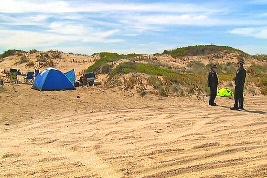 Police at a Coorong camp site