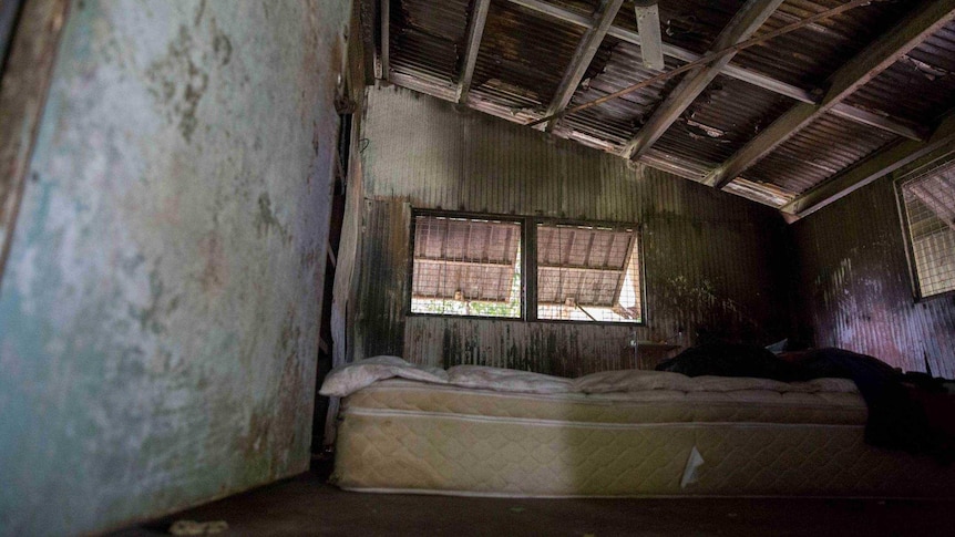 A bed in a shed in One Mile Dam.