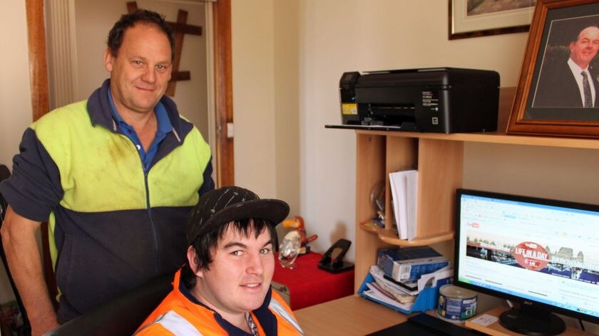 Scottsdale residents Noel and Joel Whelan are part of the Tasmanian super-fast internet trial.