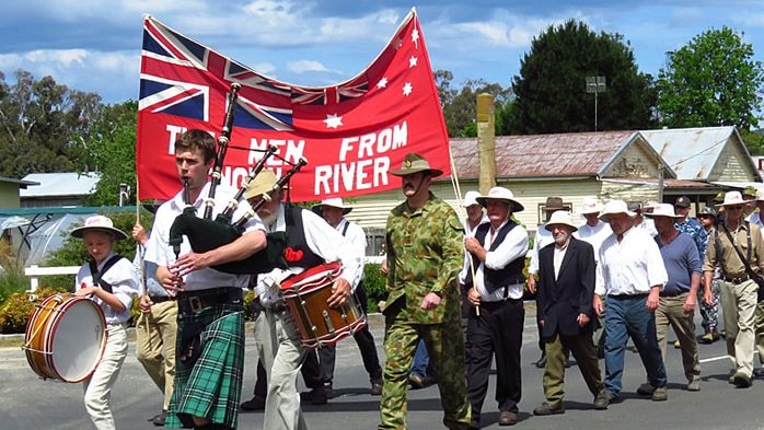 Men from Snowy River March starting in Delegate, November 1, 2015