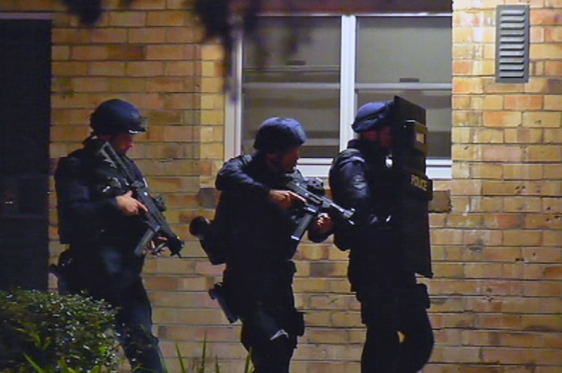 Victoria Police search for a gun man in Ascot Vale, in Melbourne's west.