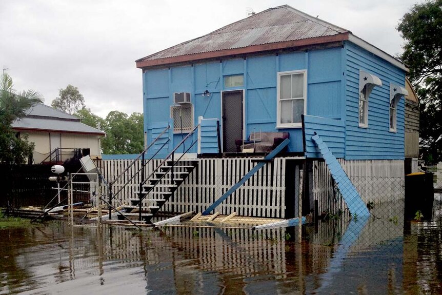 Flooded house in Depot Hill, Rockhampton