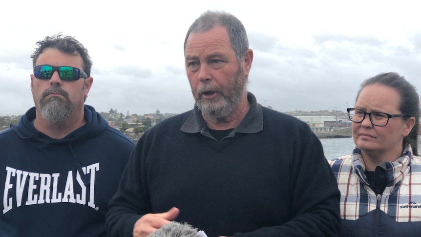 The family of Lucas Arnott speak at a press conference in Devonport, 19 July 2020.