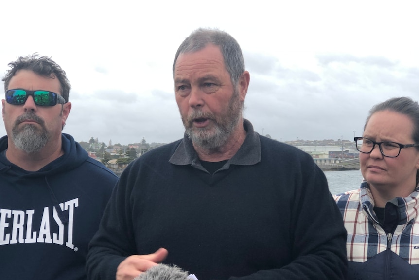 The family of Lucas Arnott speak at a press conference in Devonport, 19 July 2020.